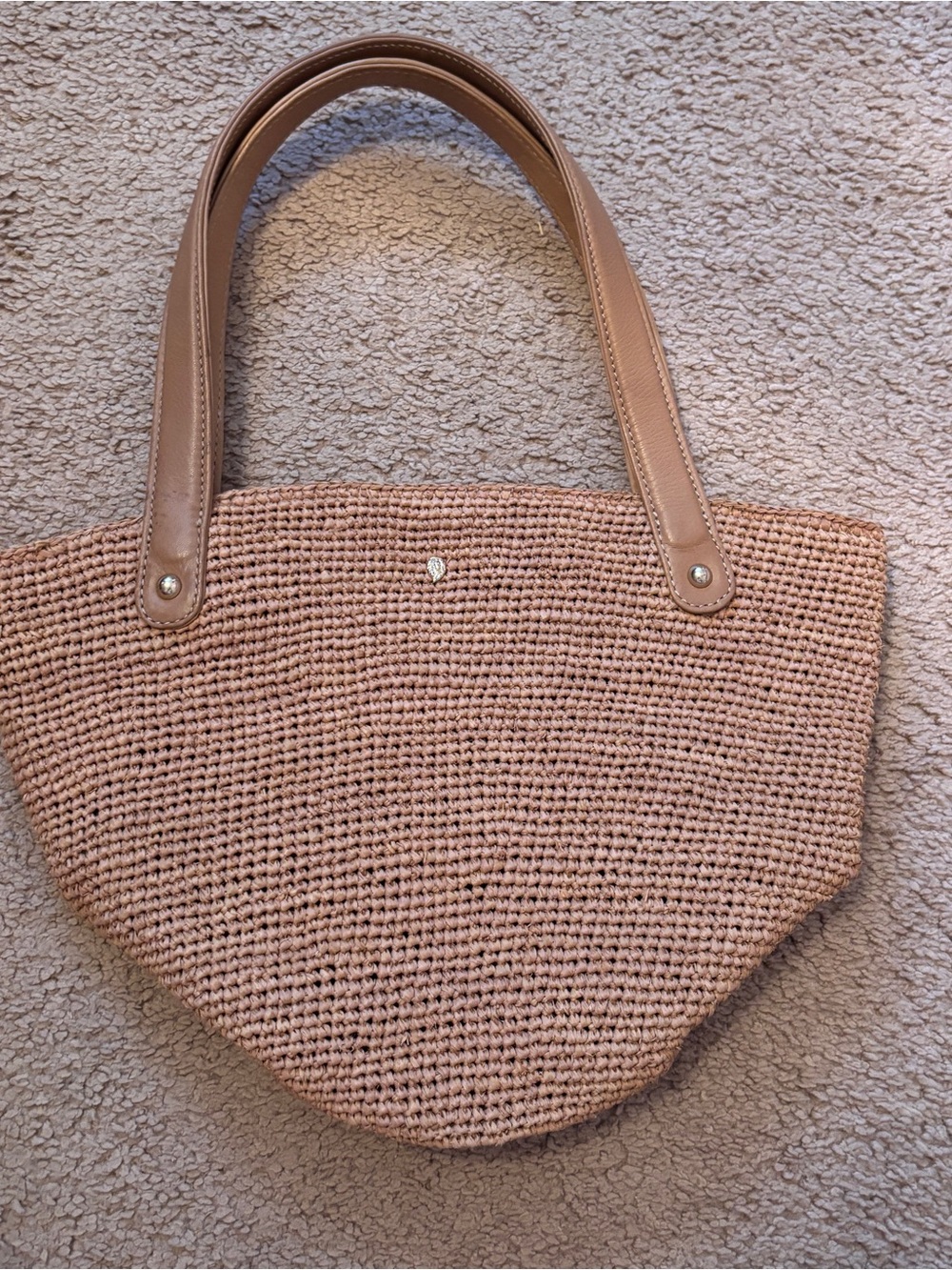 Helen Kaminski Woven Raffia Bucket Tote Bag with Leather Handles - Tan - Picture 2 of 9